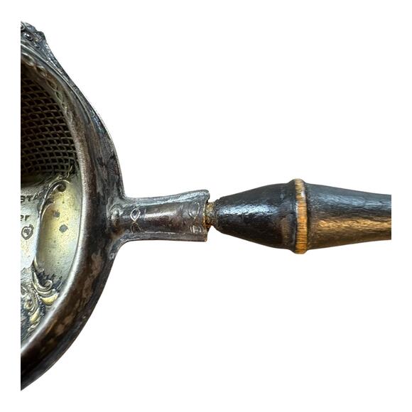 Antique Paye & Baker 1917 Patented‎ Silver Plated Tea Strainer Spoon Wood Handle - Picture 8 of 10